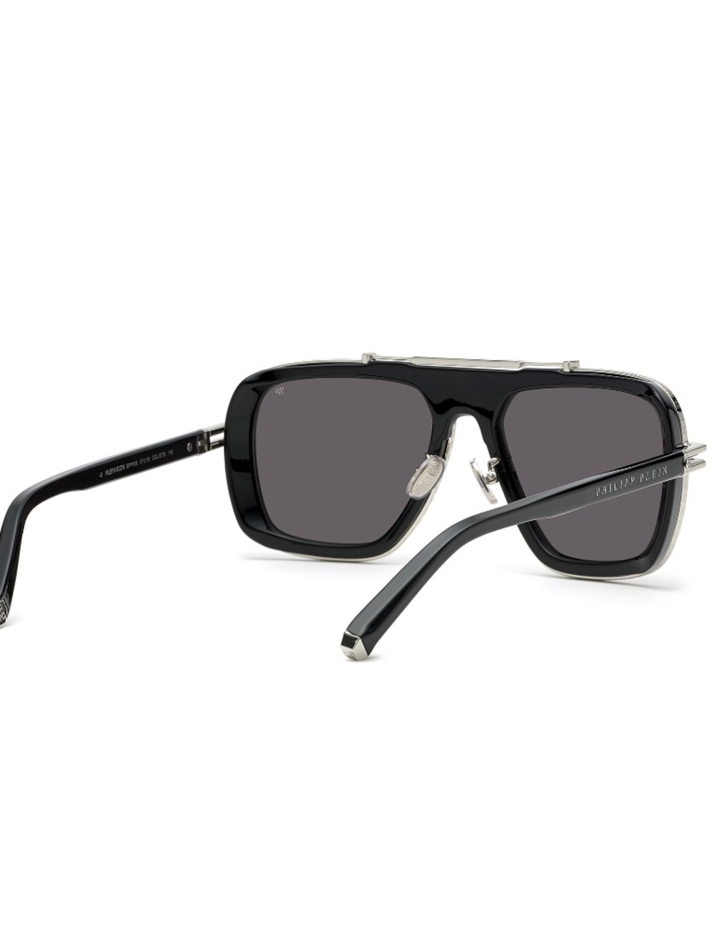 NIB | Philipp Plein | Icon Oversized Pilot Sunglasses - SPP109 Black/Silver - Picture 3 of 8